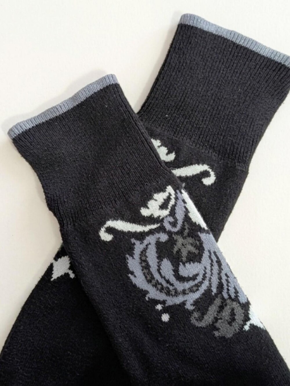 Athleta Black & Grey Floral Whimsigoth Quarter-Zip Knit Sweater | Size M - Picture 5 of 6